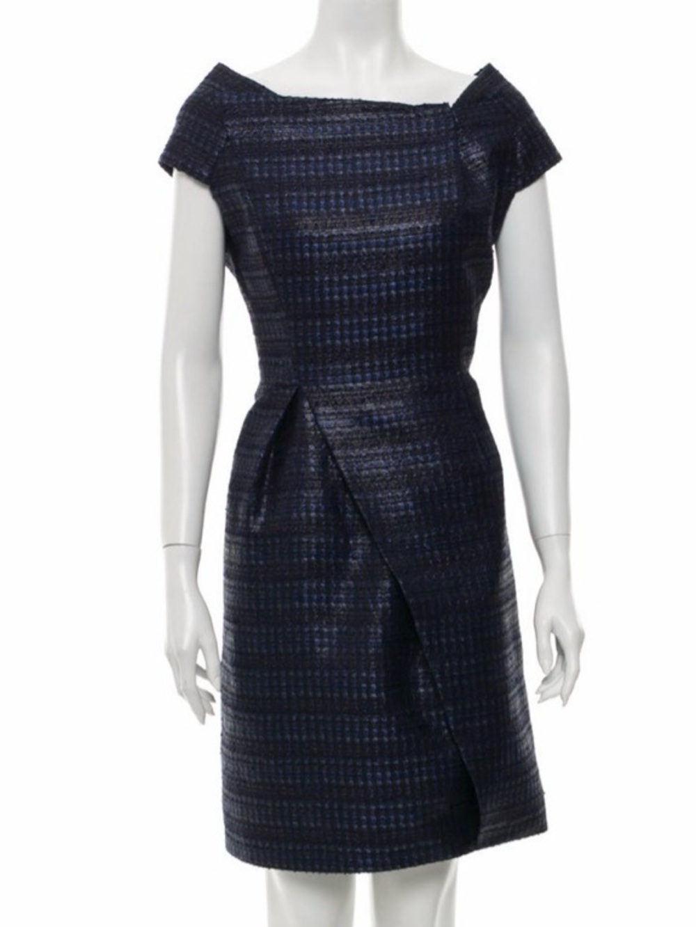 J. Mendel Navy Textured Midi Dress
